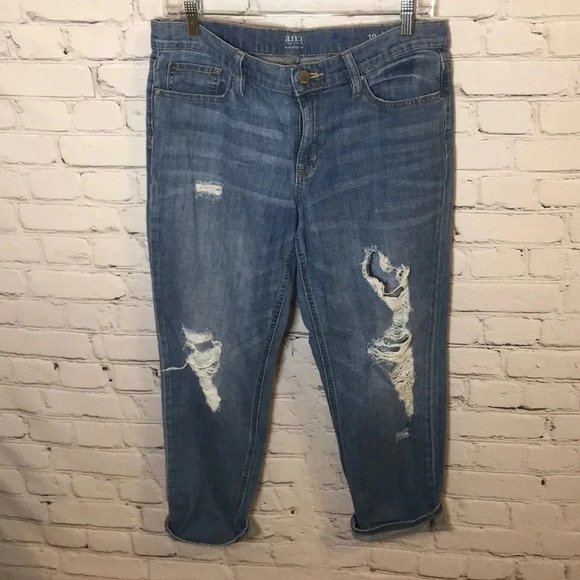 A.N.A. Boyfriend Skinny Crop Distressed Jeans - Picture 1 of 9